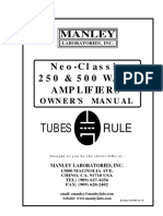 Manley Neo-Classic 250 & 500 Watt Amplifiers Manual