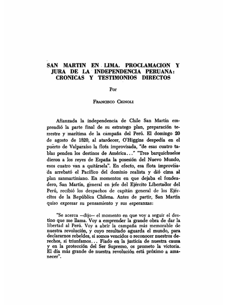 San Martín y la Independencia del Perú | PDF | Perú | Lima