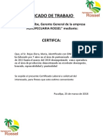 Certificado de Trabajo: Certifca