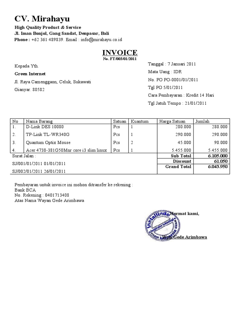 Contoh Invoice | PDF