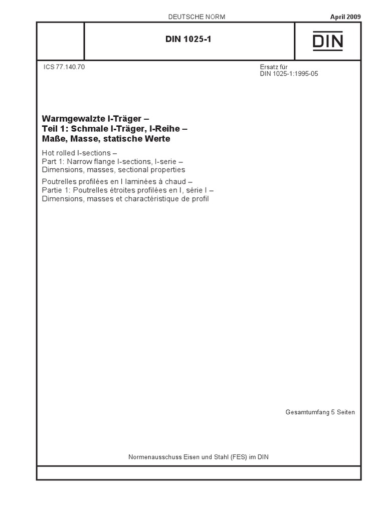 Din 1025-1 2009-04 PDF | PDF