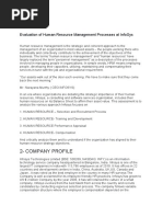 Evaluation of Human Resource Management Processes at Infosys