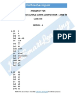 Aryabhatta Inter-School Maths Competition - 2008-09: Answer Key For