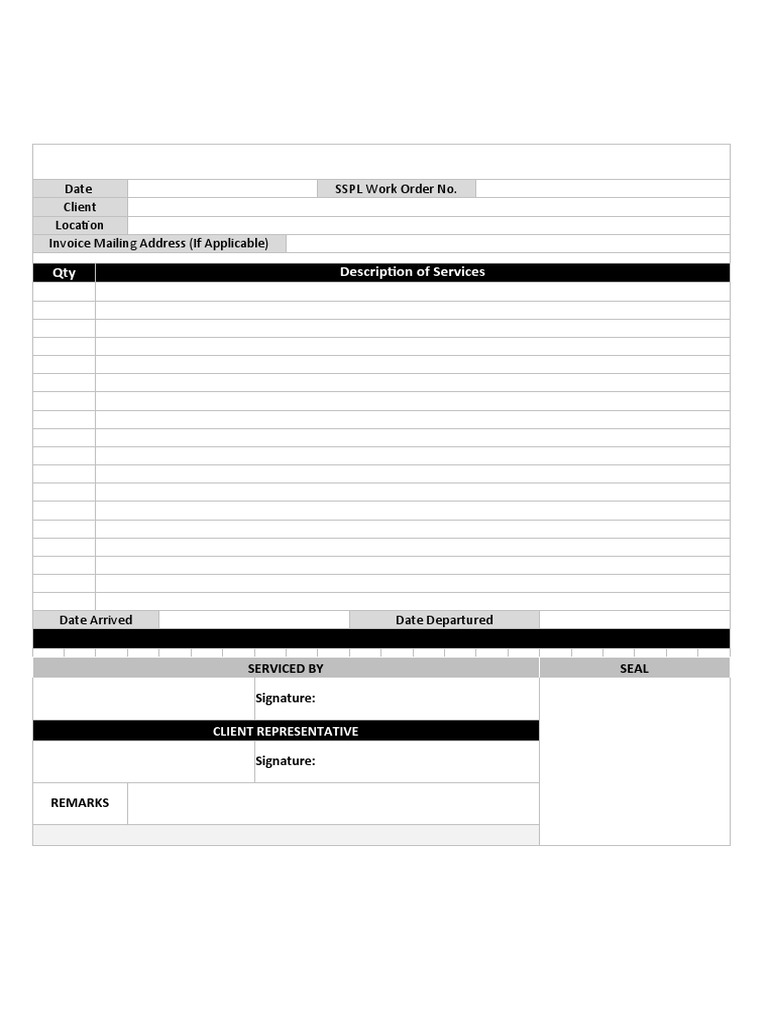 Service Work Order Template | PDF