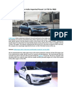 Volkswagen India Imported Passat 1.6 TDI For R&D PDF