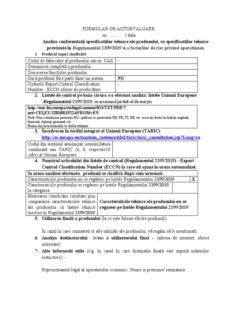 Formular - de - Autoevaluare 2020 | PDF
