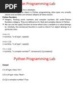 Python Programming Lab: Data Types in Python