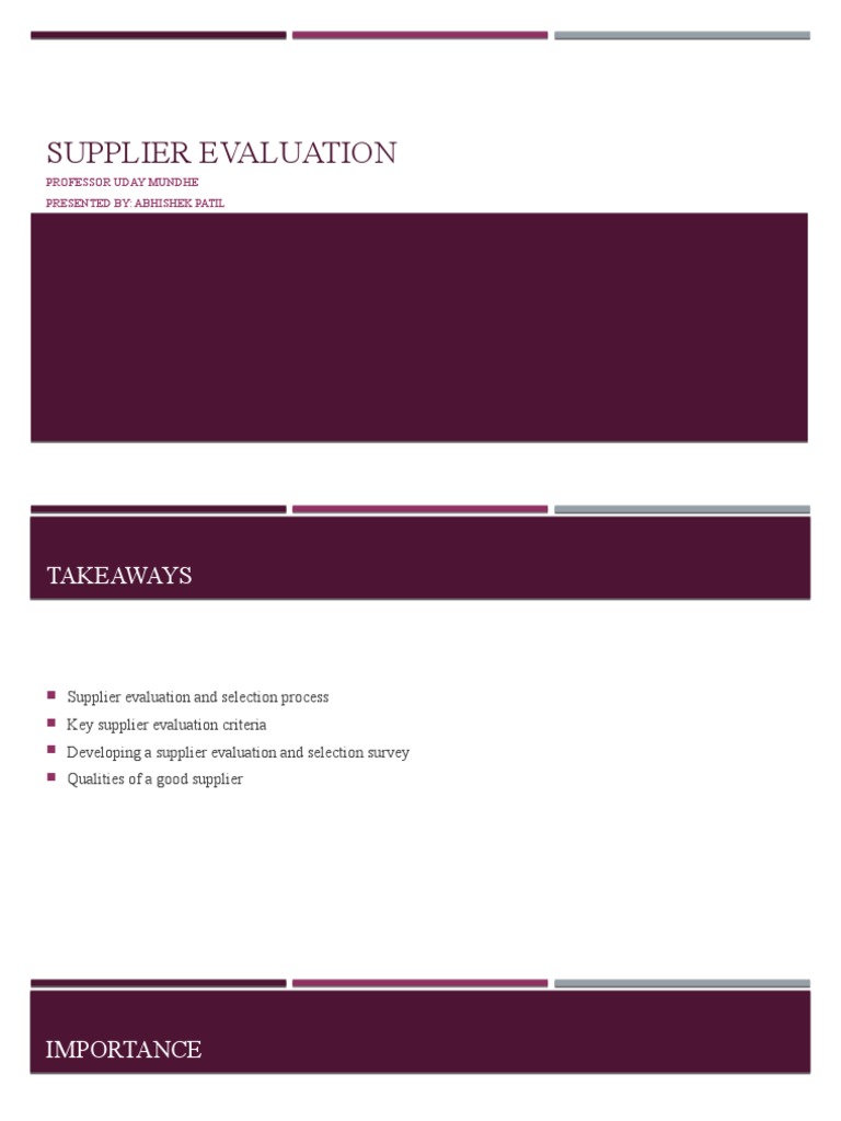Supplier Evaluation Process Overview | PDF | Cost | Supply Chain