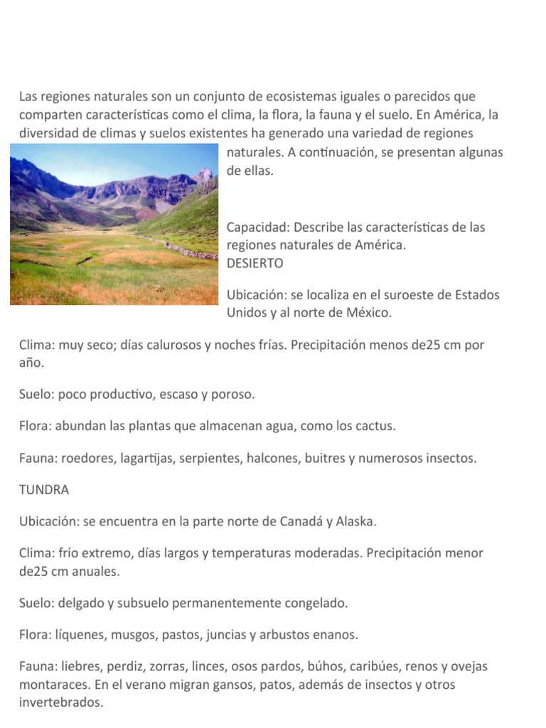 Regiones Naturales de América: Características | PDF | Clima | Desierto