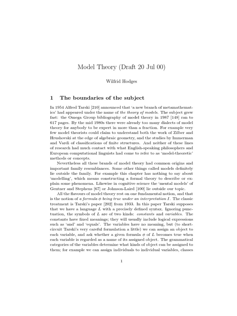Overview of Model Theory Concepts | PDF | Model Theory | First Order Logic