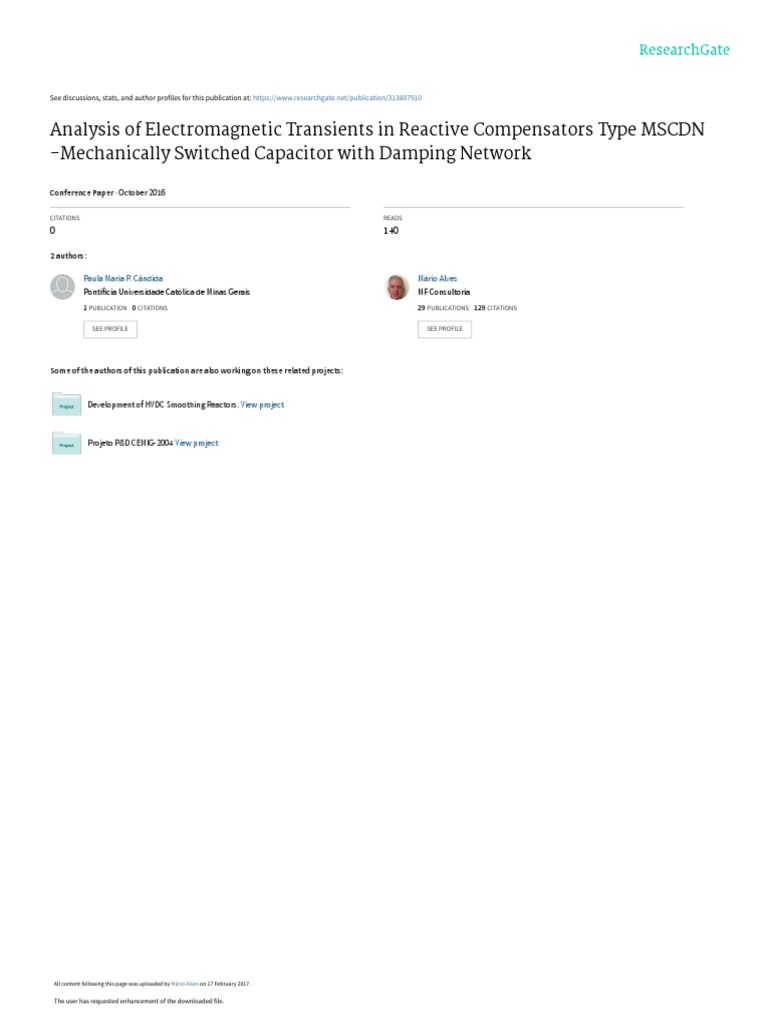 Ichqp-2016 Analysisofelectromagnetictransients MSCDN | PDF | Inductor ...