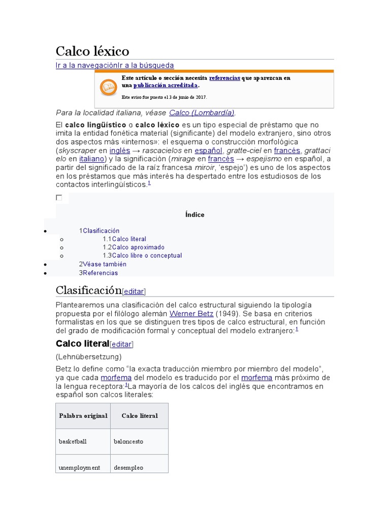 Calco Léxico PDF Traducciones Semiótica