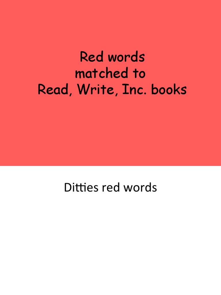 Red Words Matched To Read, Write, Inc. Books PDF
