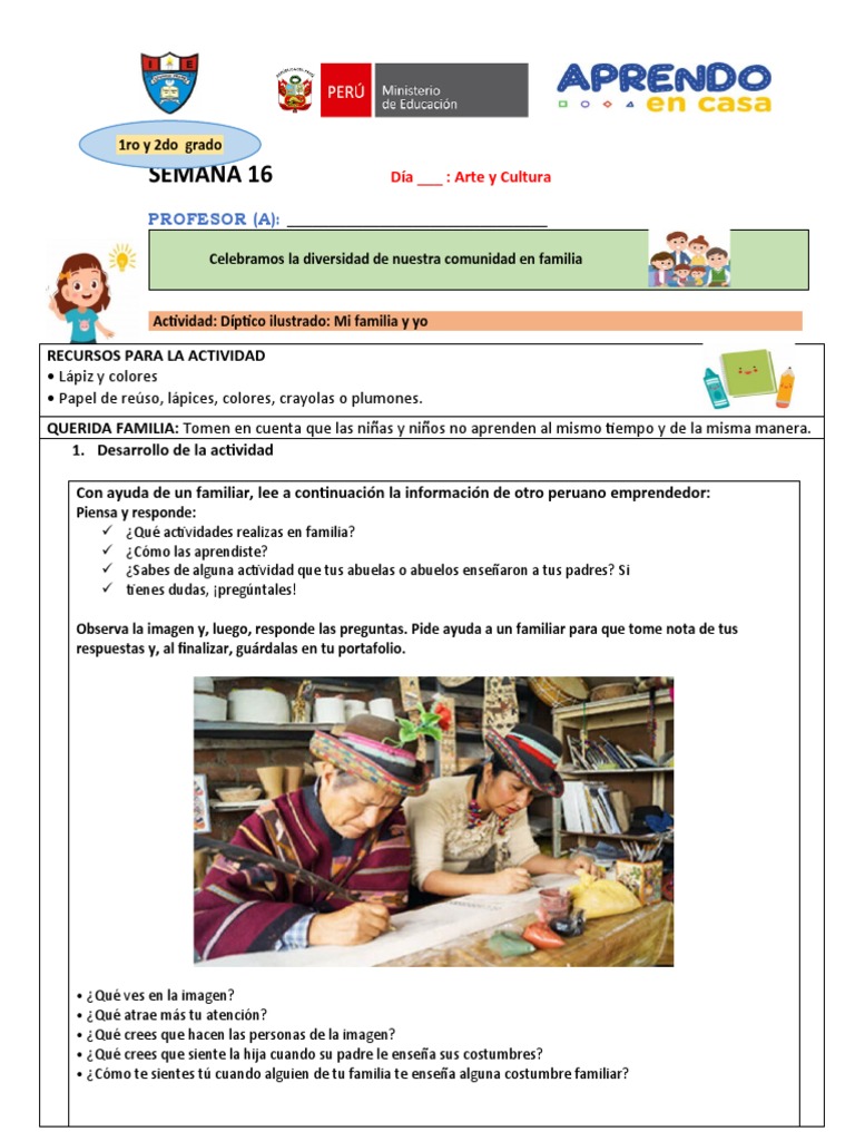 Sesión de Arte y Cultura Familiar | PDF | Artes del Lenguaje y ...