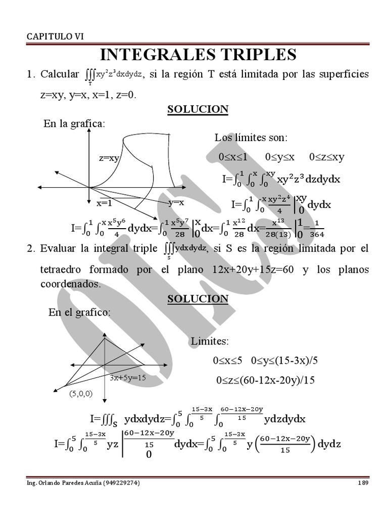 Cálculo de Integrales Triples | PDF | Análisis matemático | Zona