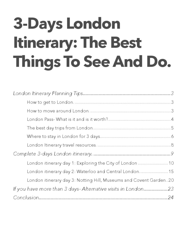 3-Day London-Itinerary-ebook | PDF | London | Hotel