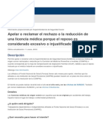 Apelar o Reclamar El Rechazo o La Reducción de Una Licencia Médica Porque El Reposo Es Considerado Excesivo o Injustificado