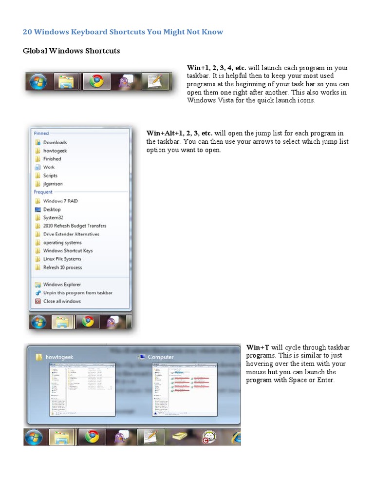 20 Essential Windows Keyboard Shortcuts | PDF | System Software | Software