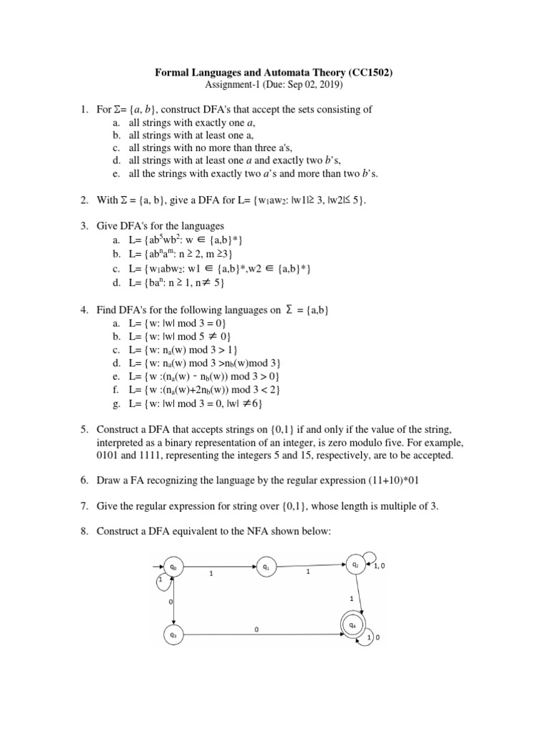 Flat Assignment 1 Theoretical Computer Science Computing