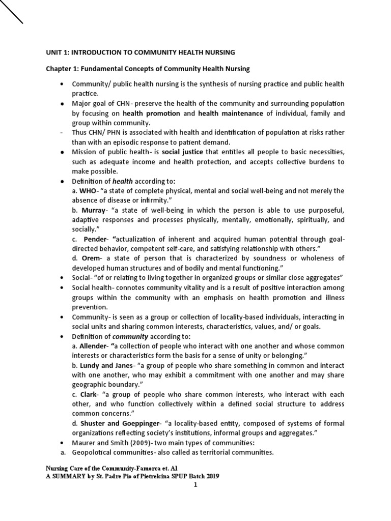 Introduction to Community Health Nursing | PDF | Behavior | Public Health