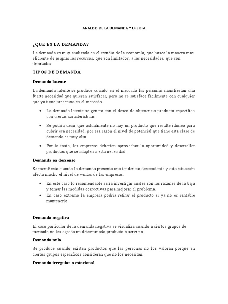 Analisis de La Demanda y Oferta | PDF | Elasticidad (economía) | Oferta ...