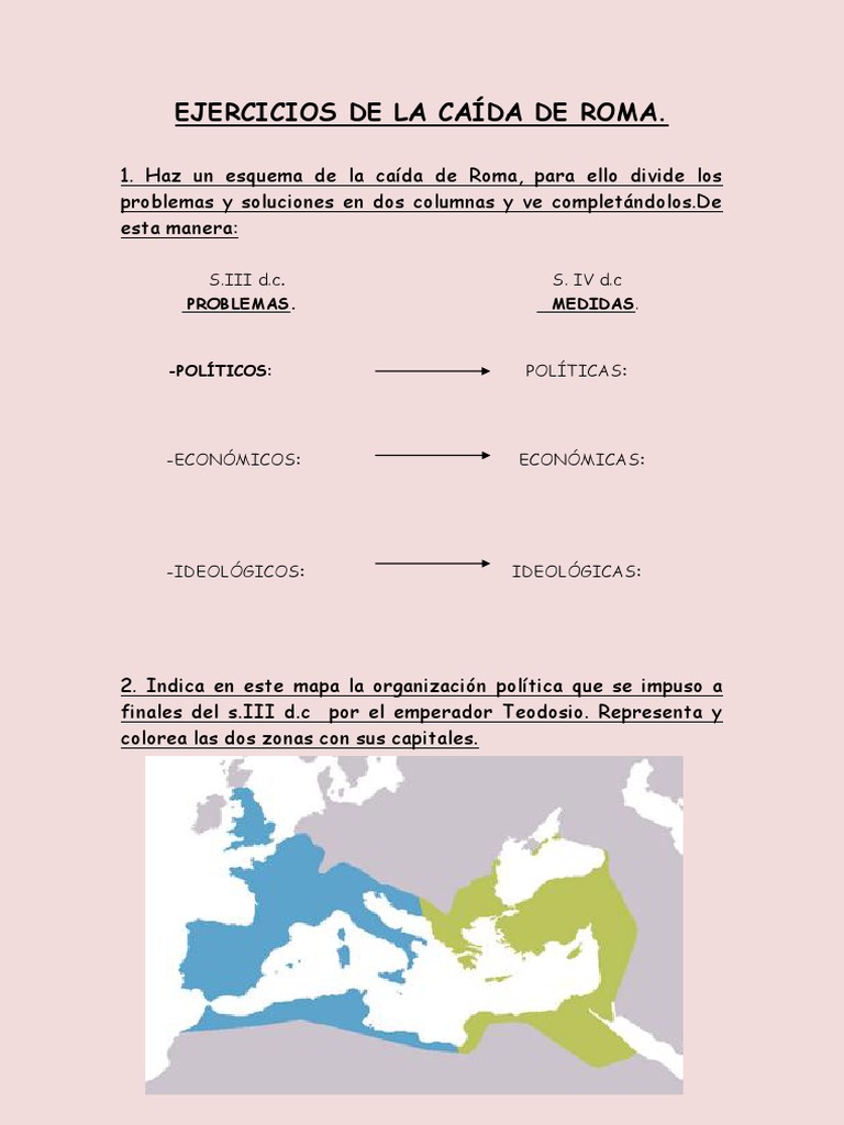 Hojas De Trabajo Sobre La Caída De Roma Roma Y La Caida Del Imperio