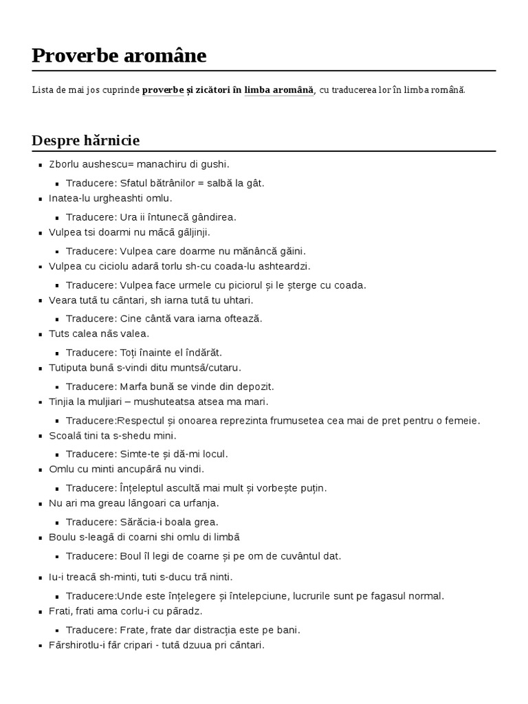 Proverbe Aromâne PDF | PDF