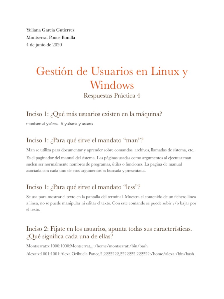 Gestión de Usuarios en Linux y Windows | PDF | Sudo | Archivo de ...