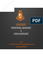 Assingment: Propositional Equivalence & Logical Equivalence