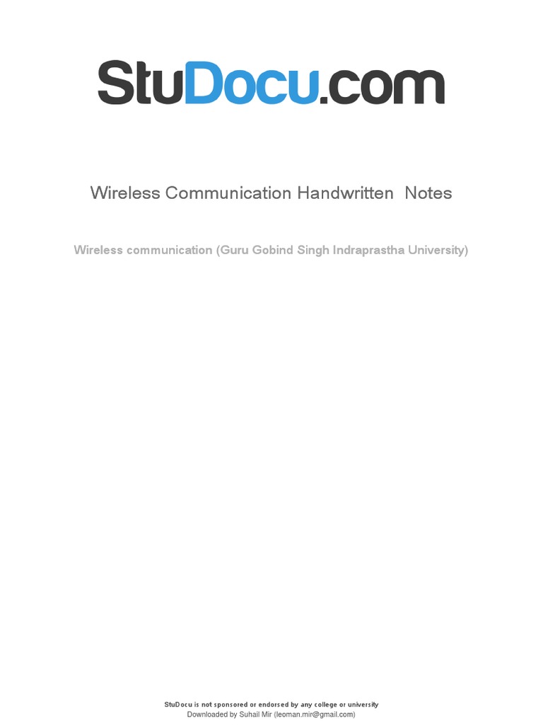 Wireless Communication Handwritten Notes PDF | PDF