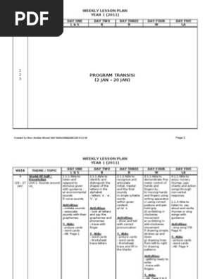 Weekly Lesson Plan