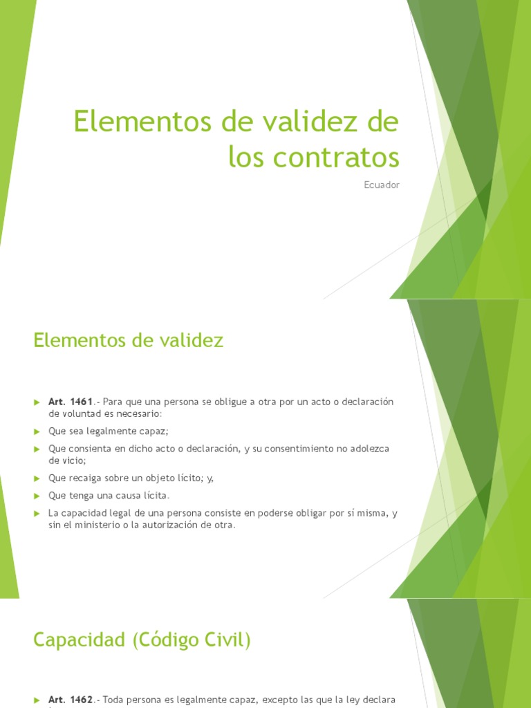 Elementos de Validez de Los Contratos PDF Conceptos legales Virtud