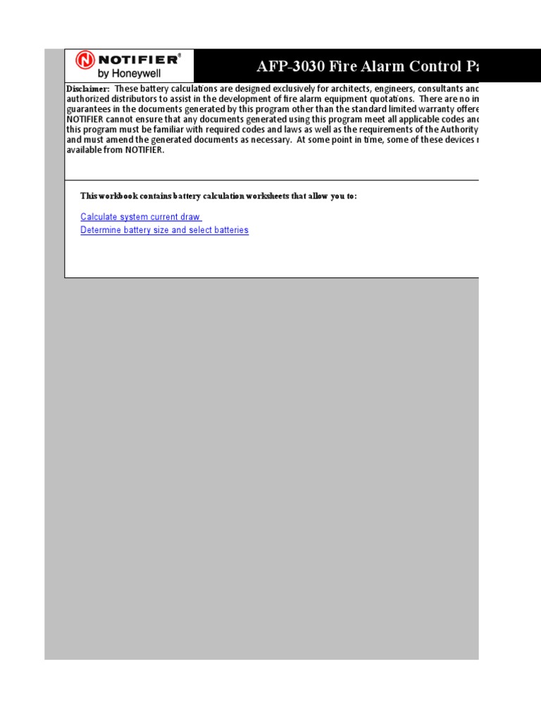AFP3030 Fire Alarm Battery Calculations PDF Manufactured Goods