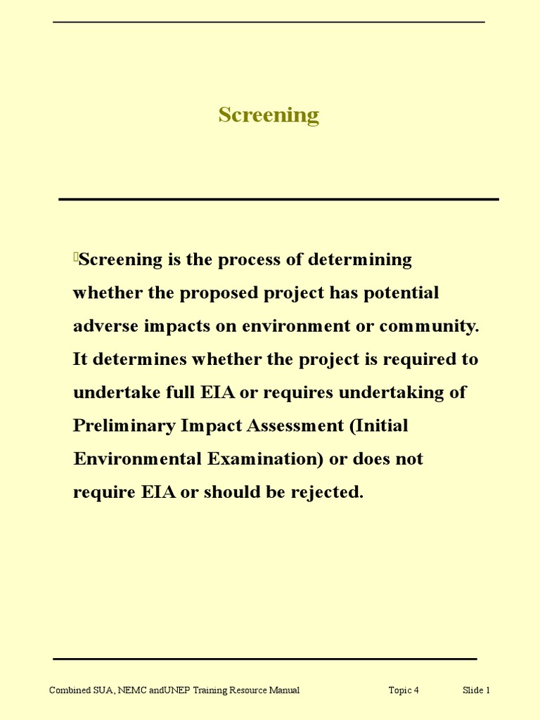 EIA Screening Process Overview | PDF | Environmental Impact Assessment ...