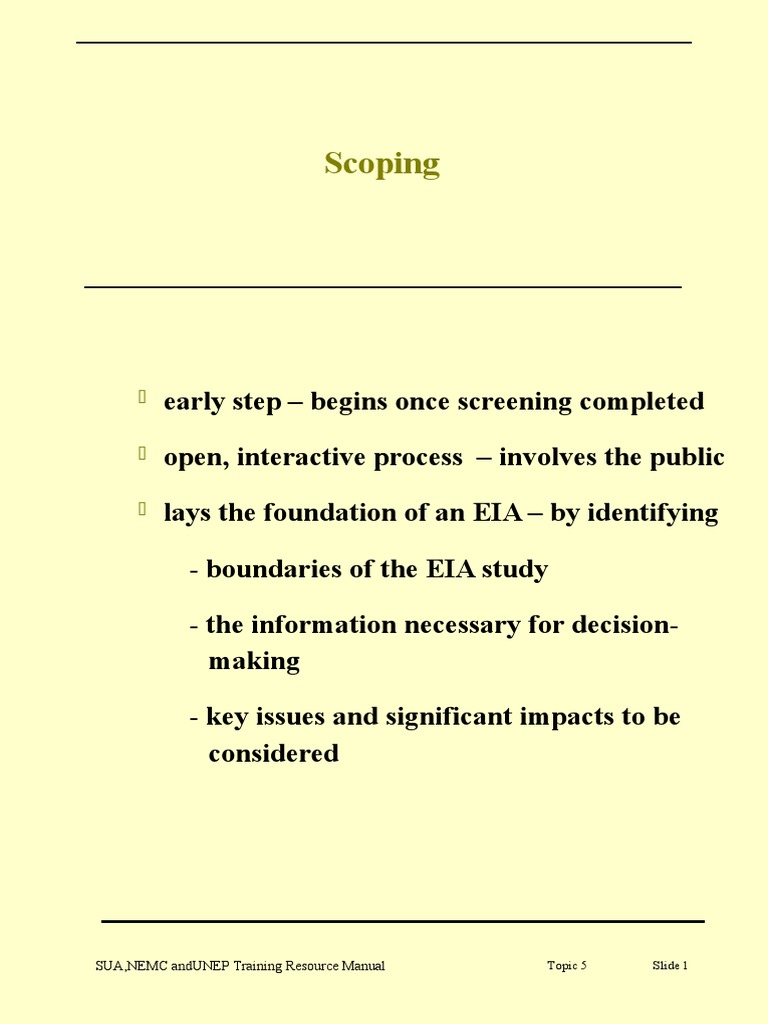 EIA Scoping Process Overview | PDF | Environmental Impact Assessment ...