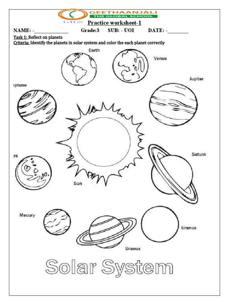 3rd Grade Solar System Activities Worksheet | PDF