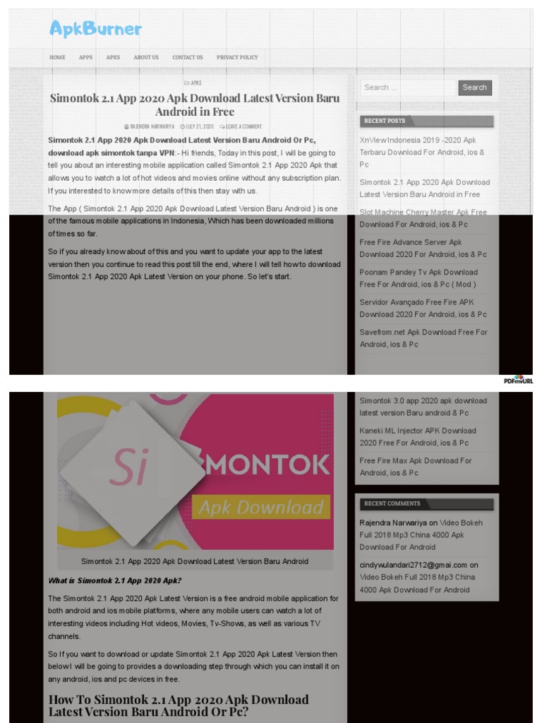 Apkburner Com Simontok 2 1 App 2020 Apk Download Latest Version, PDF, Android (Operating System)