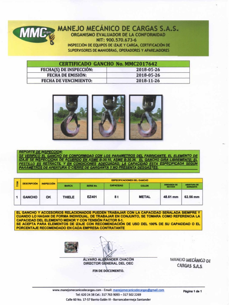 Inspección Del Gancho | PDF