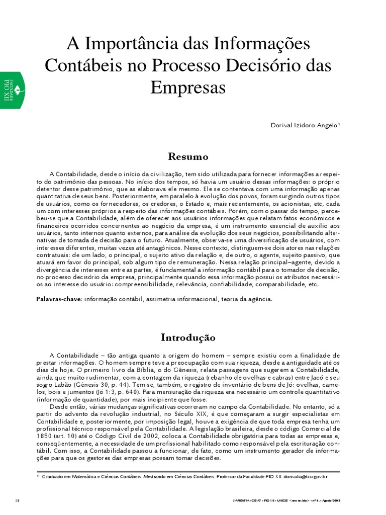 Importância da Informação Contábil | PDF | Contabilidade | Informação