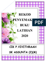 Rekod Penyemakan Buku Latihan 2020: Cik P.Vivithraah SK Assunta (2) (M)