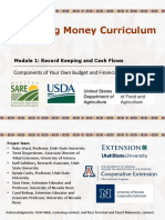 Managing Money Curriculum: Components of Your Own Budget and Financial Plan