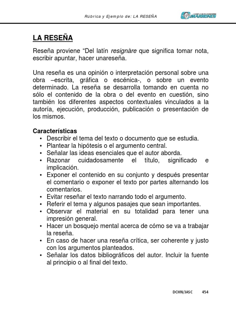 Ejemplo y Pasos para Hacer una Reseña | PDF