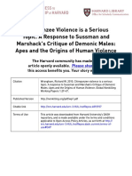 Chimpanzee Violence Is A Serious Topic. A Response To Sussman and Marshack's Critique of Demonic Males: Apes and The Origins of Human Violence
