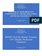 RPMS Tool For Master Teacher I-IV (Highly Proficient Teachers)