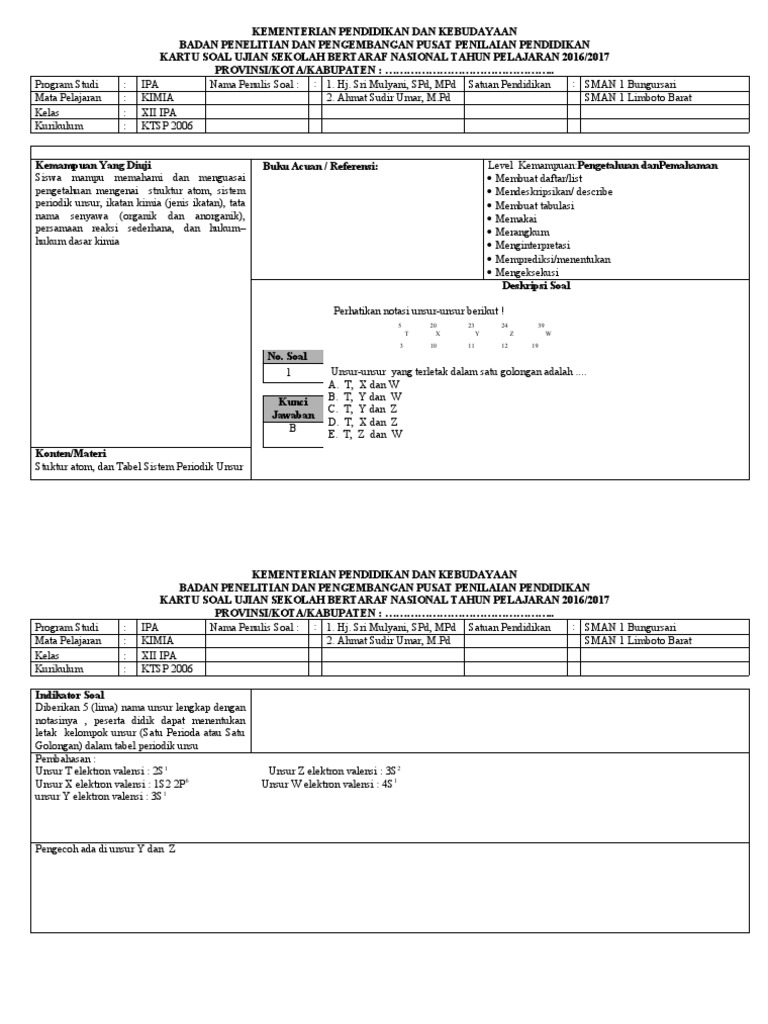 Kartu Soal Pdf