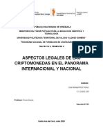 Aspectos Legales de Las Criptomonedas en El Panorama Internacional y Nacional