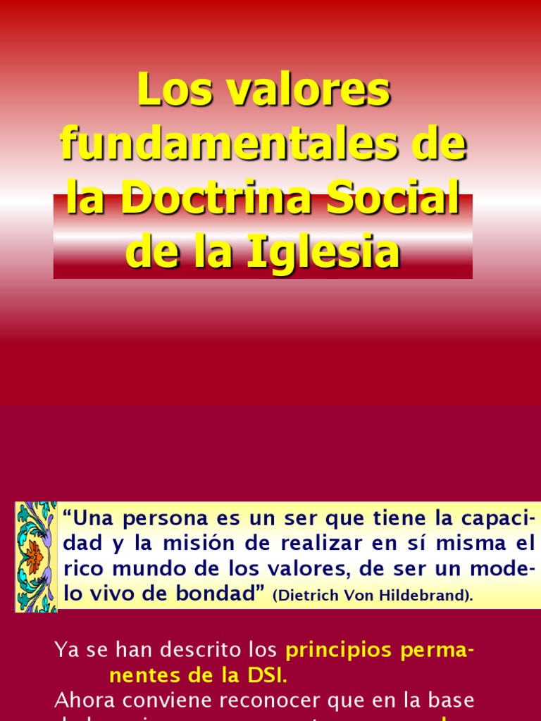 2 Los Valores Fundamentales de La Doctrina Social de La Iglesia | PDF ...
