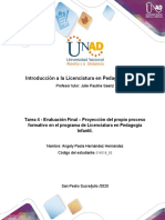 Formato 4 - Formato para La Elaborar La Proyección Del Propio Proceso Formativo en El Programa de Licenciatura