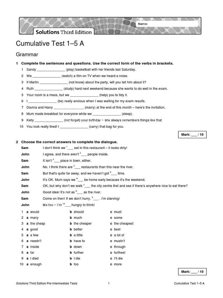 Unit 10 Lesson 2 Spanish Semester Test