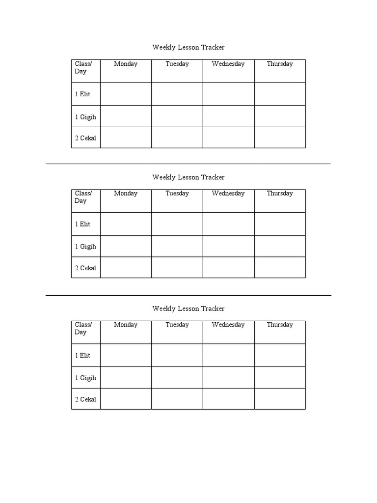 Weekly Lesson Tracker Overview | PDF
